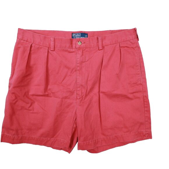 Polo Ralph Lauren Vintage Men's Light Red Faded Pleat Front Shorts size 36‎ - Picture 1 of 9